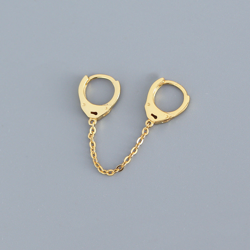 Polsini da donna S925 in argento sterling con catena a O, design geometrico, stile dolce-cool, con placcatura