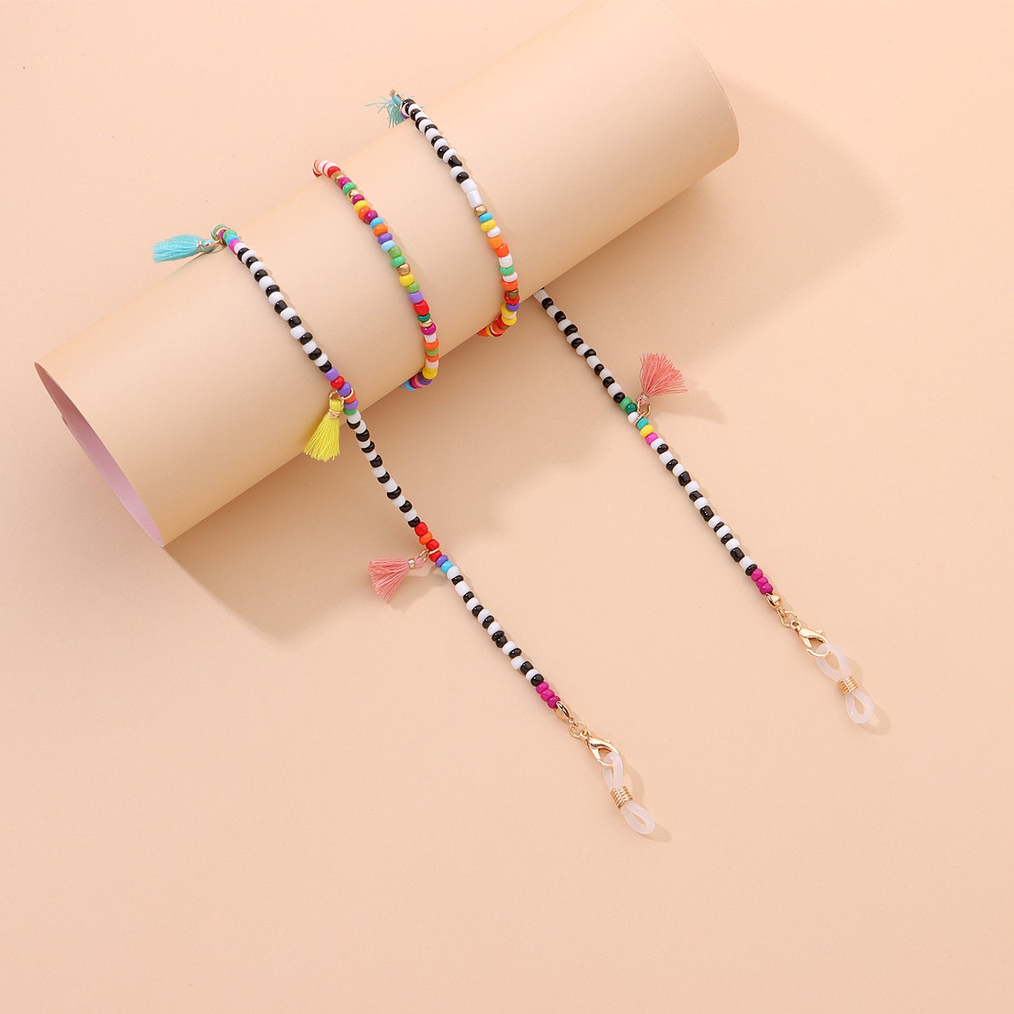 Elegant Colorful Tassel Glass Bead Eyeglass Chain for Women