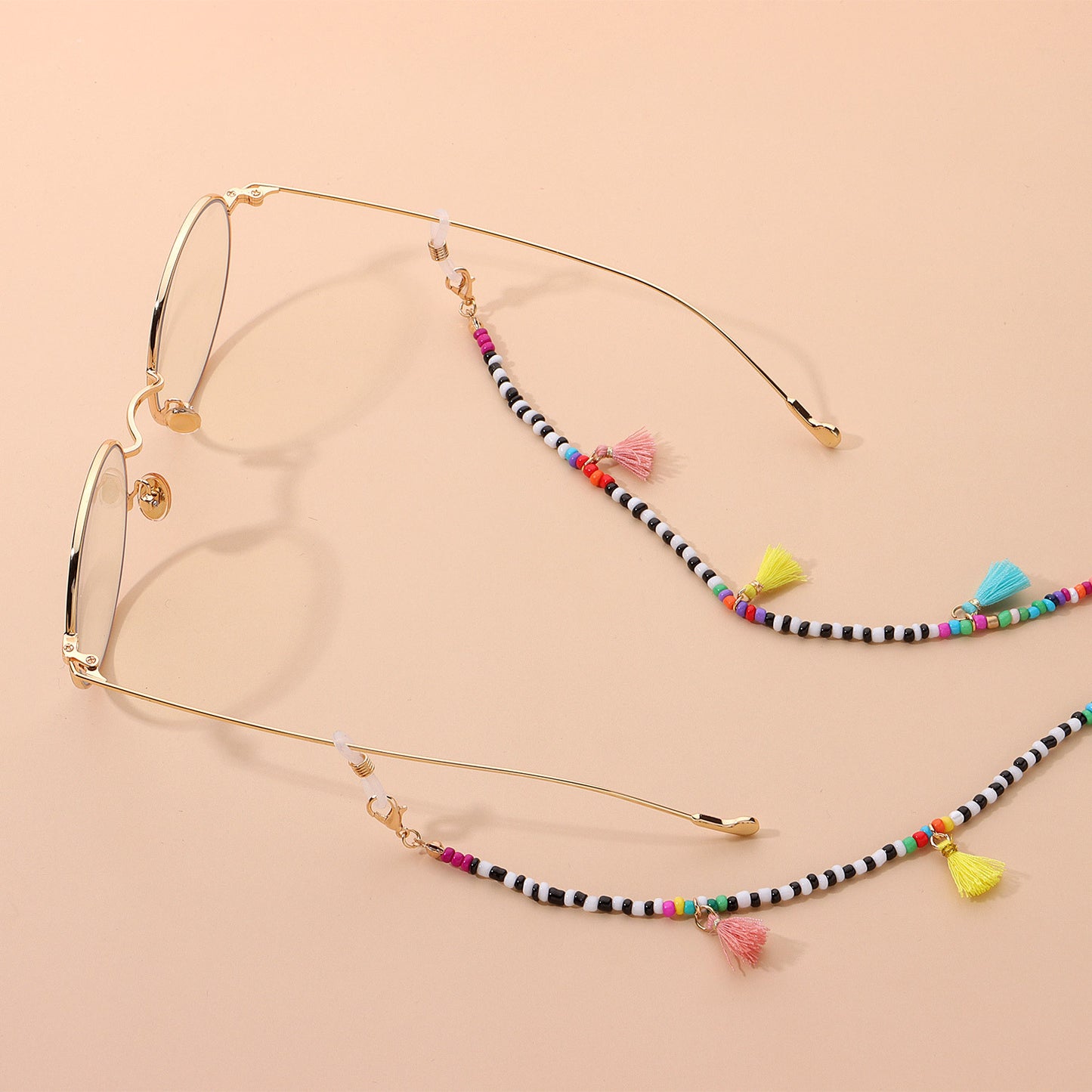 Elegant Colorful Tassel Glass Bead Eyeglass Chain for Women