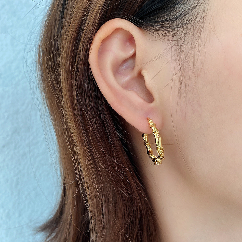 Minimalist Elegant 925 Sterling Silver Teardrop Woven Stud Earrings with Pearl Inlay
