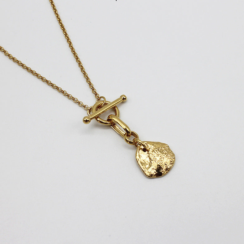 Collana a catena a maglie con ciondolo a sfera geometrico testurizzato in argento sterling 925 minimalista