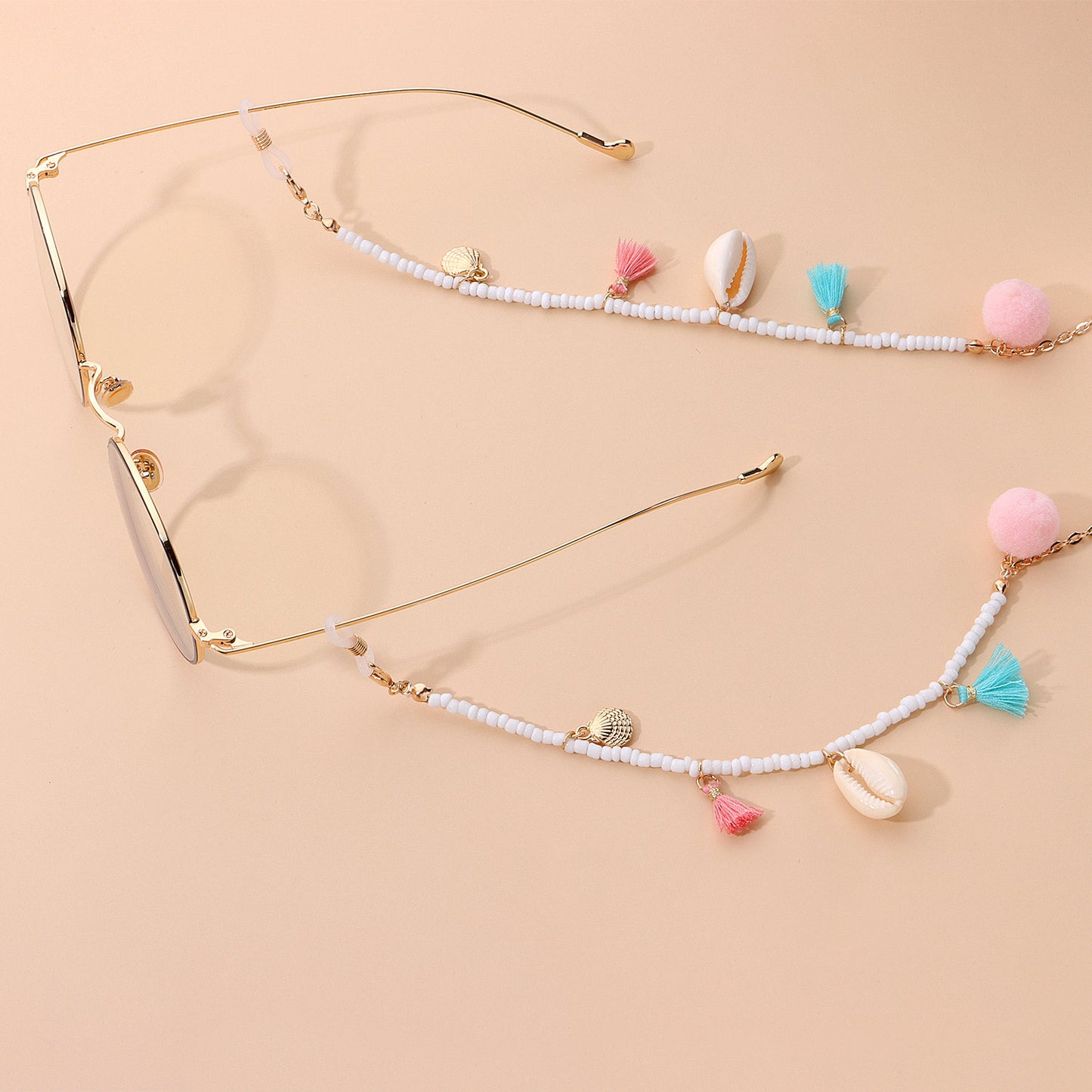 Colorful Tassel Pom-pom Glass Beads Eyeglass Chain for Women