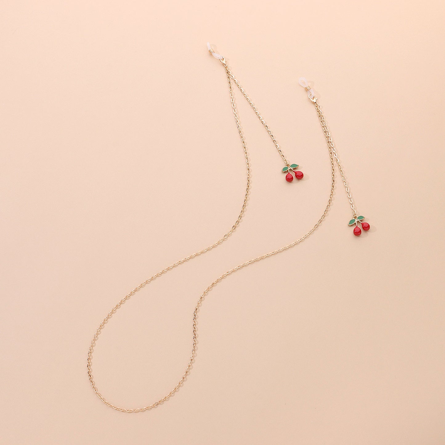 Elegant Red Cherry Pendant Alloy Eyeglass Chain Fashion Metal Eyewear Accessory