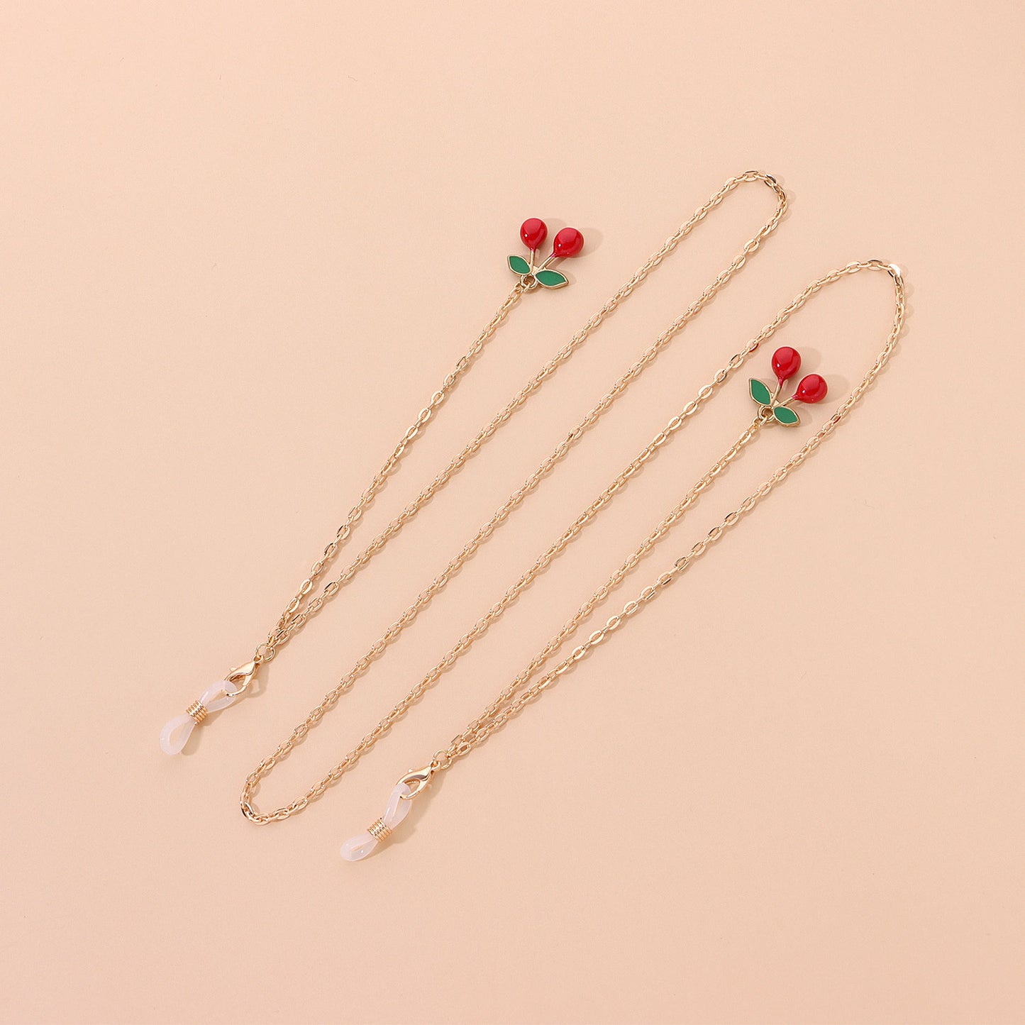 Elegant Red Cherry Pendant Alloy Eyeglass Chain Fashion Metal Eyewear Accessory