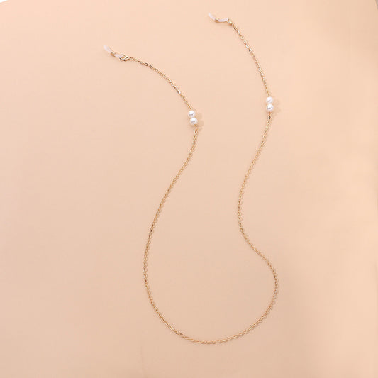 Minimalist Alloy and Pearl Eyeglass Chain
