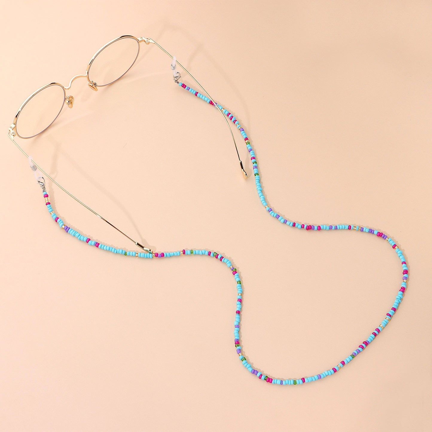Elegant Trendy Mixed Color Glass Beads Eyeglass Chain