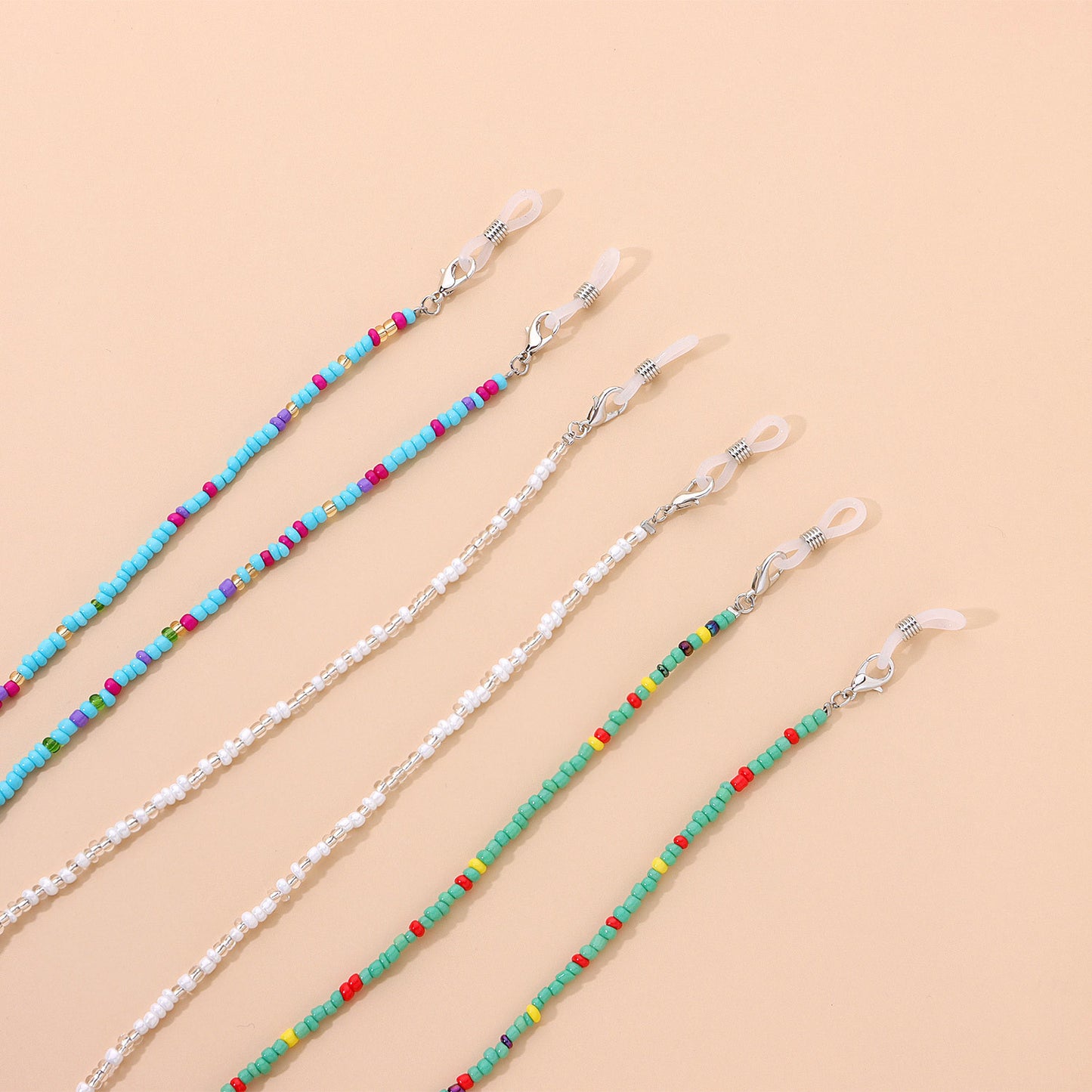Elegant Trendy Mixed Color Glass Beads Eyeglass Chain