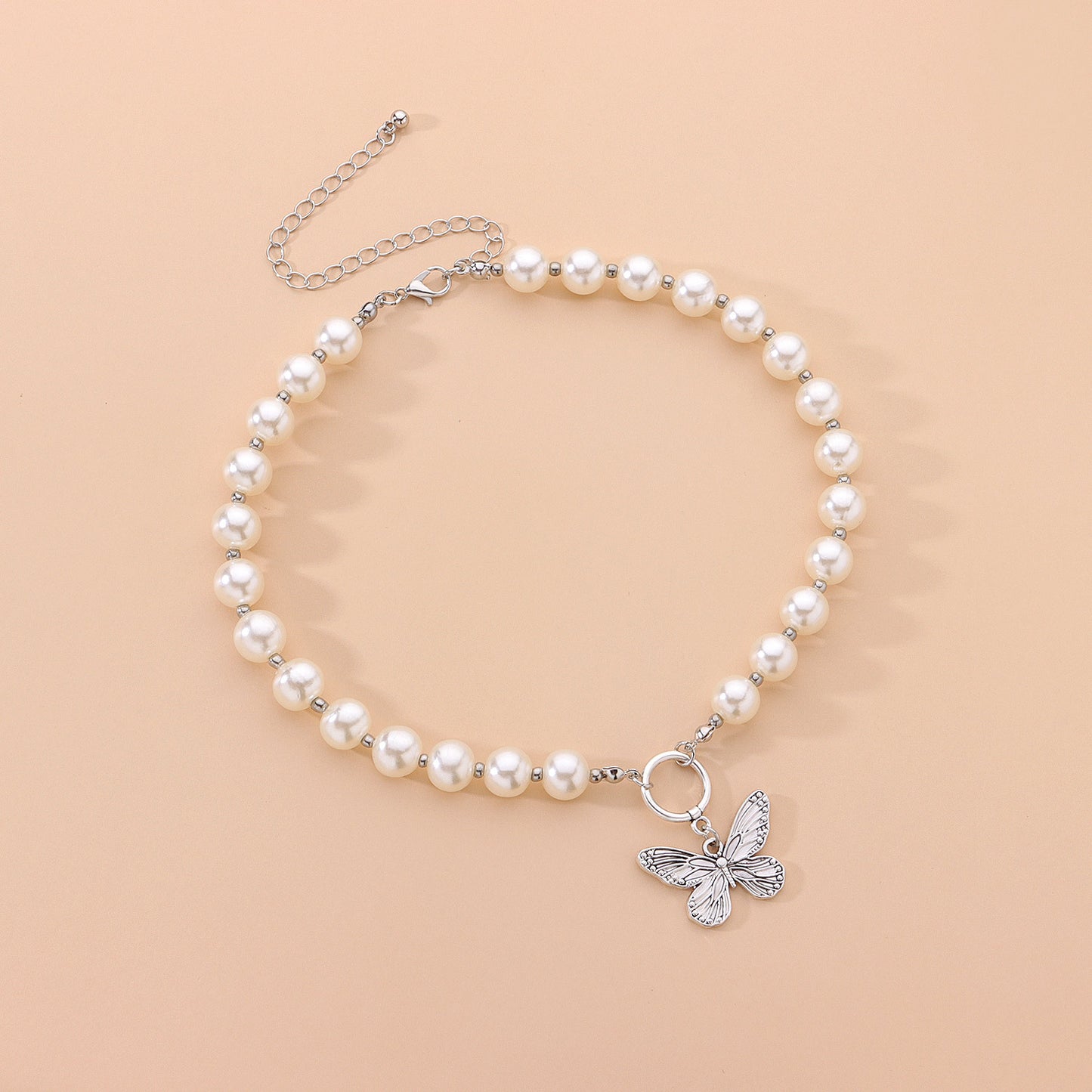 Women's Vintage Butterfly Pendant Necklace Alloy Plated Fish Line Chain Fashionable Jewelry