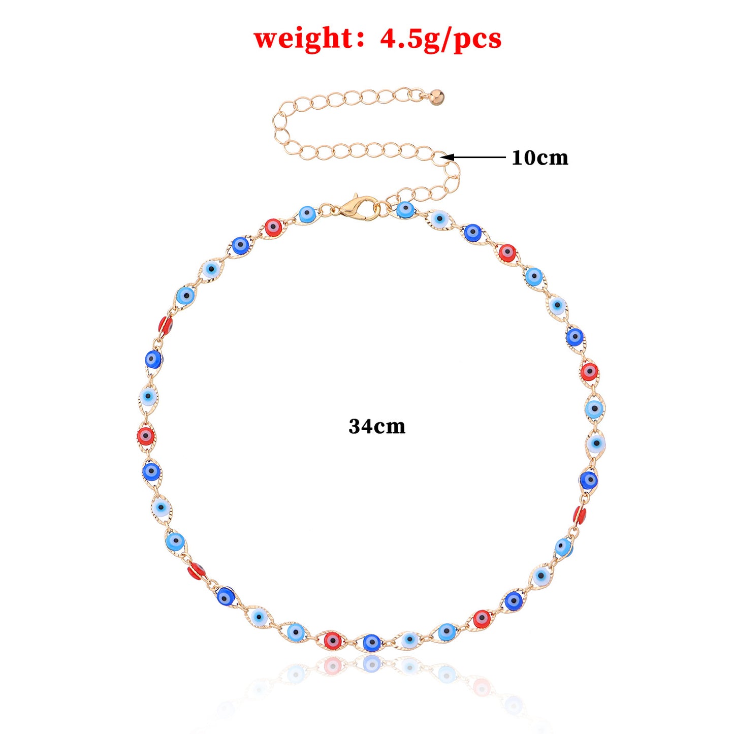 Collar Minimalista de Mal de Ojo para Mujer en Aleación con Acabado Galvanizado y Estilo de Cadena Cruzada
