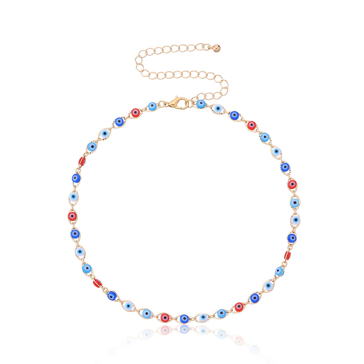 Collar Minimalista de Mal de Ojo para Mujer en Aleación con Acabado Galvanizado y Estilo de Cadena Cruzada
