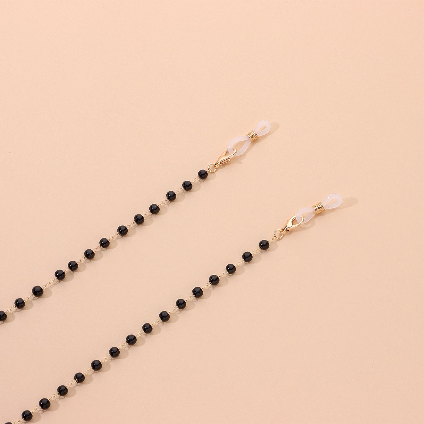 Black and White Round Bead Alloy Ball Chain Eyeglass Holder for Women