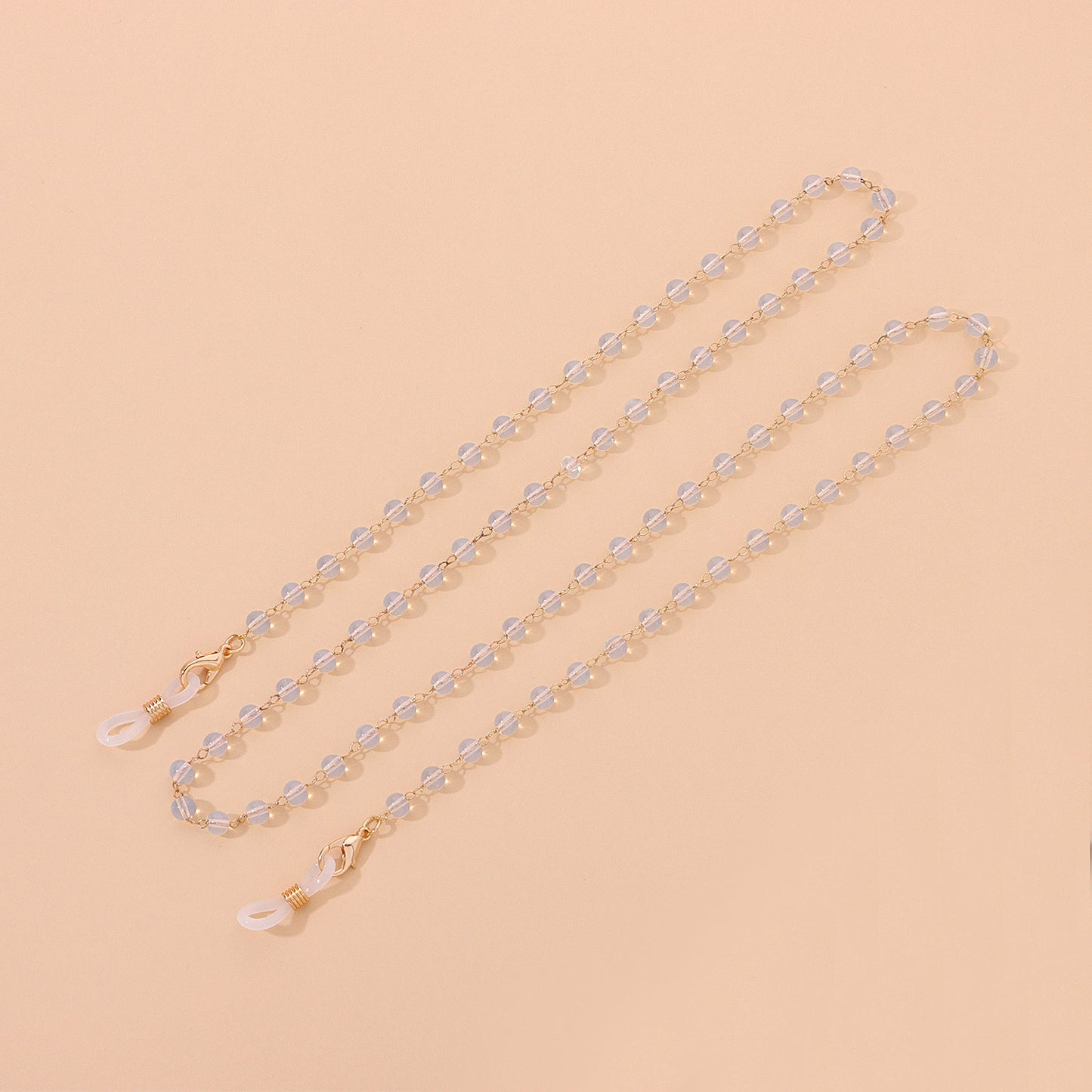 Black and White Round Bead Alloy Ball Chain Eyeglass Holder for Women