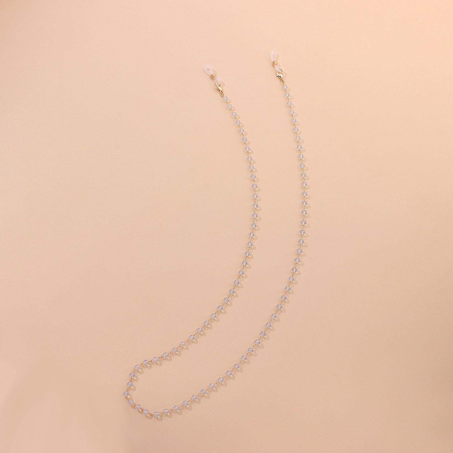 Black and White Round Bead Alloy Ball Chain Eyeglass Holder for Women