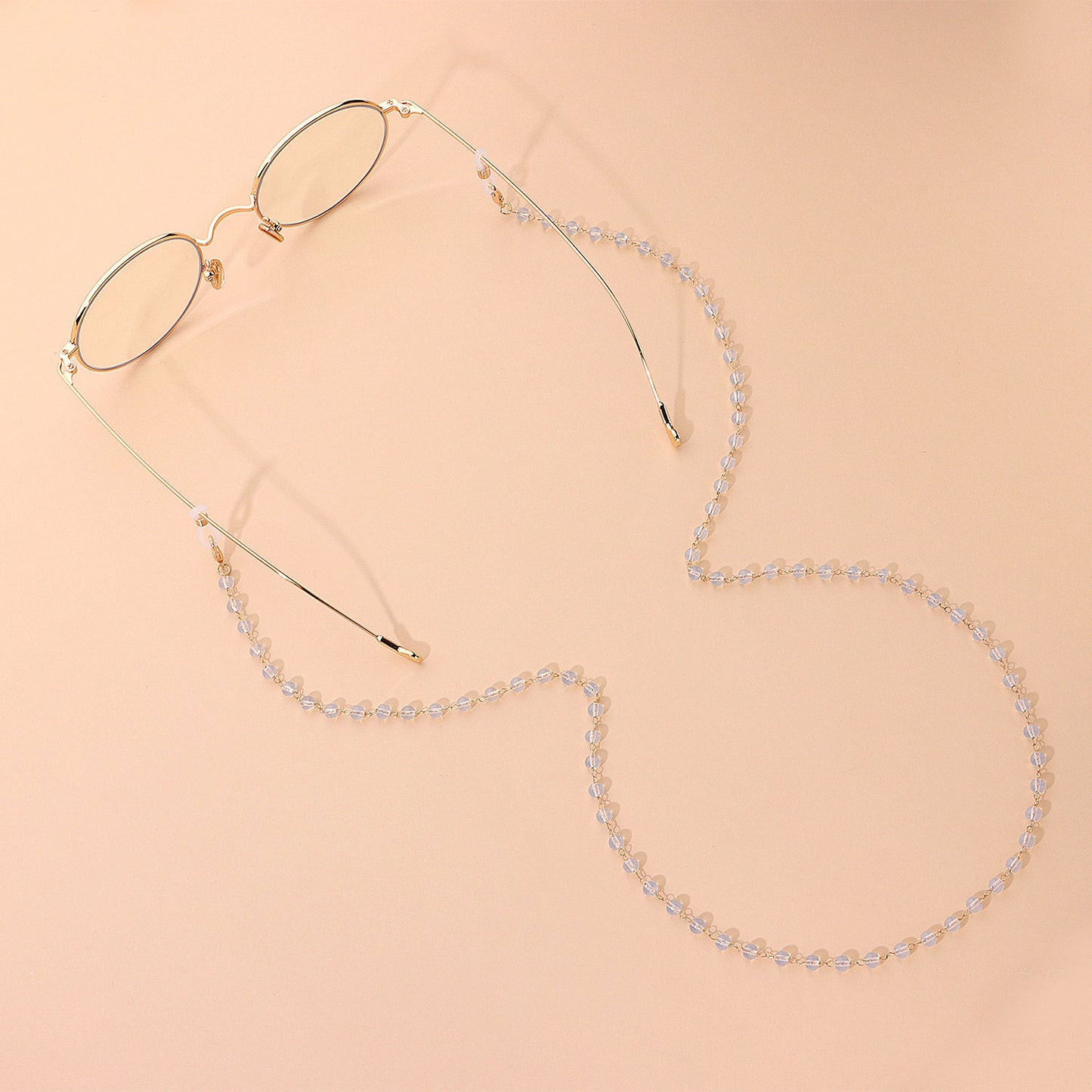 Black and White Round Bead Alloy Ball Chain Eyeglass Holder for Women