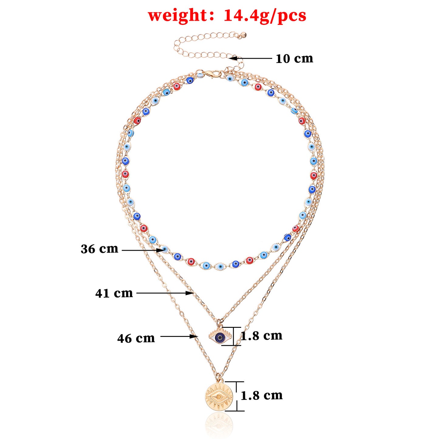 Women's European Style Alloy Eye Pendant Necklace, Multi-Layered Cross Chain Fashion Statement Jewelry, Trendy Eye Design