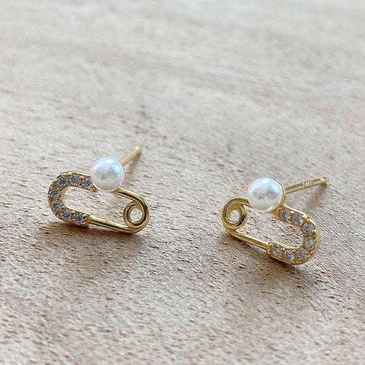 Minimalist Sweet 925 Sterling Silver Teardrop Pearl Inlay Brooch Style Earrings