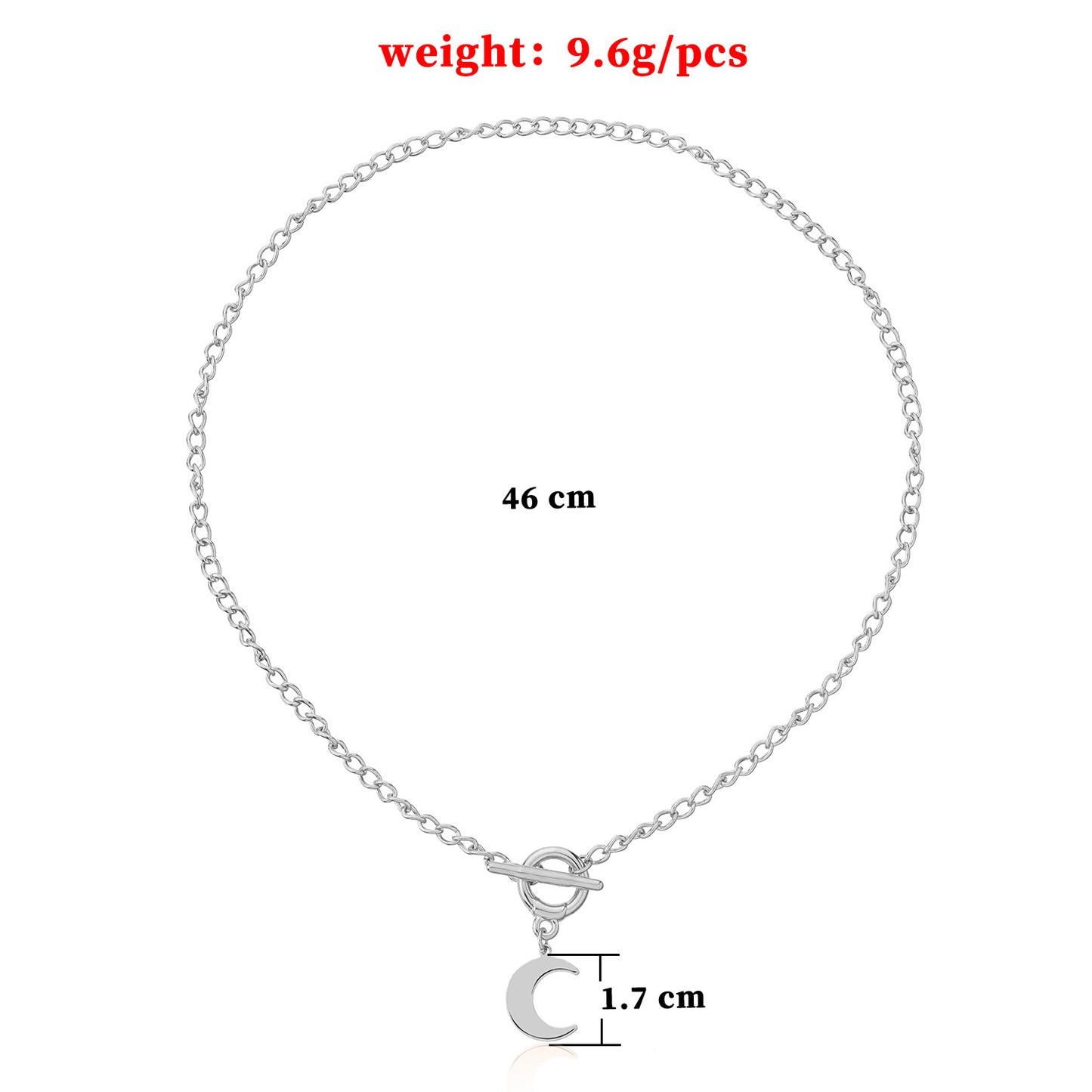 Korean Style Minimalist Alloy Crescent Moon Pendant Necklace with Box Chain Plated Finish for Women
