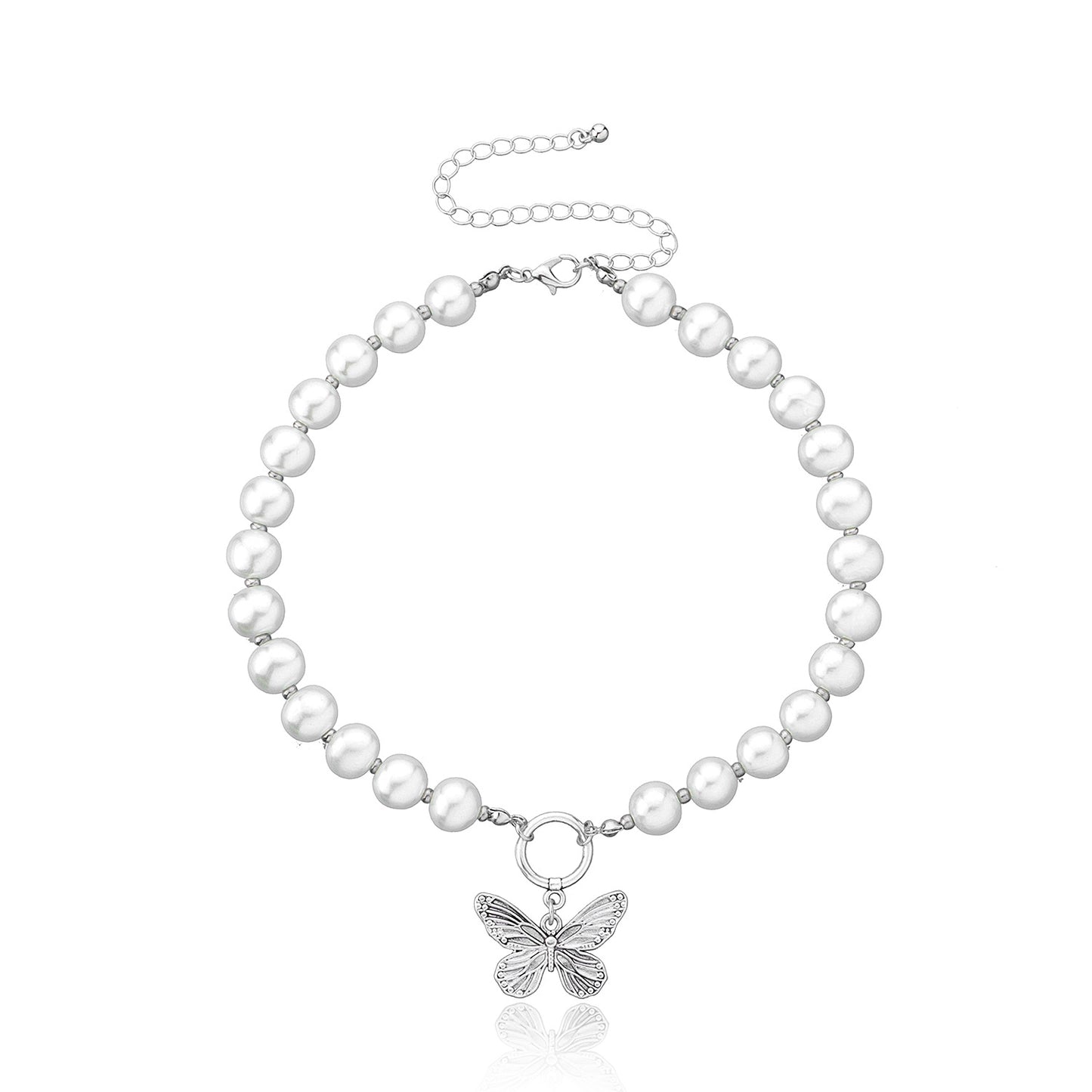 Women's Vintage Butterfly Pendant Necklace Alloy Plated Fish Line Chain Fashionable Jewelry