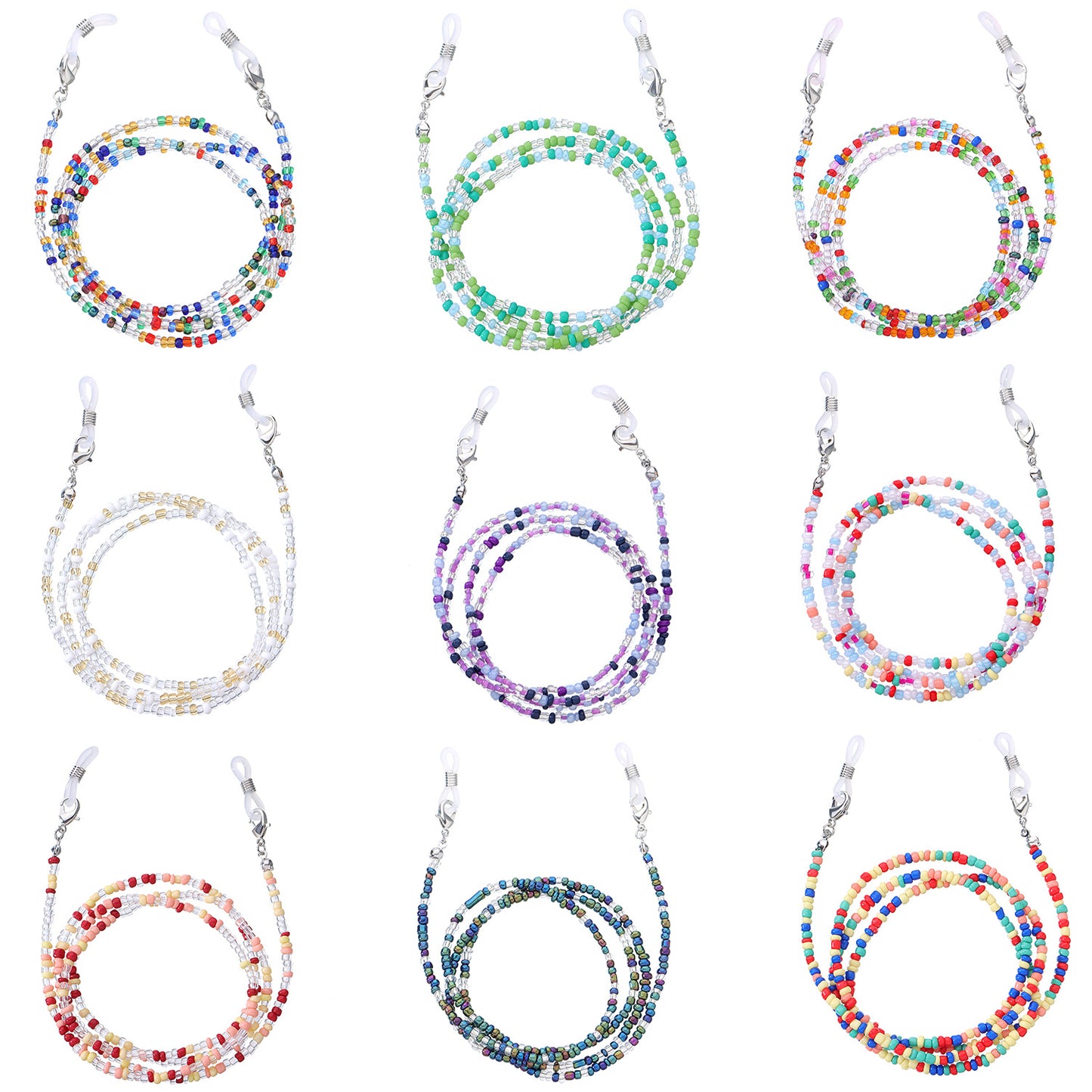 Minimalist Colorful Glass Beads Eyeglass Chain Set