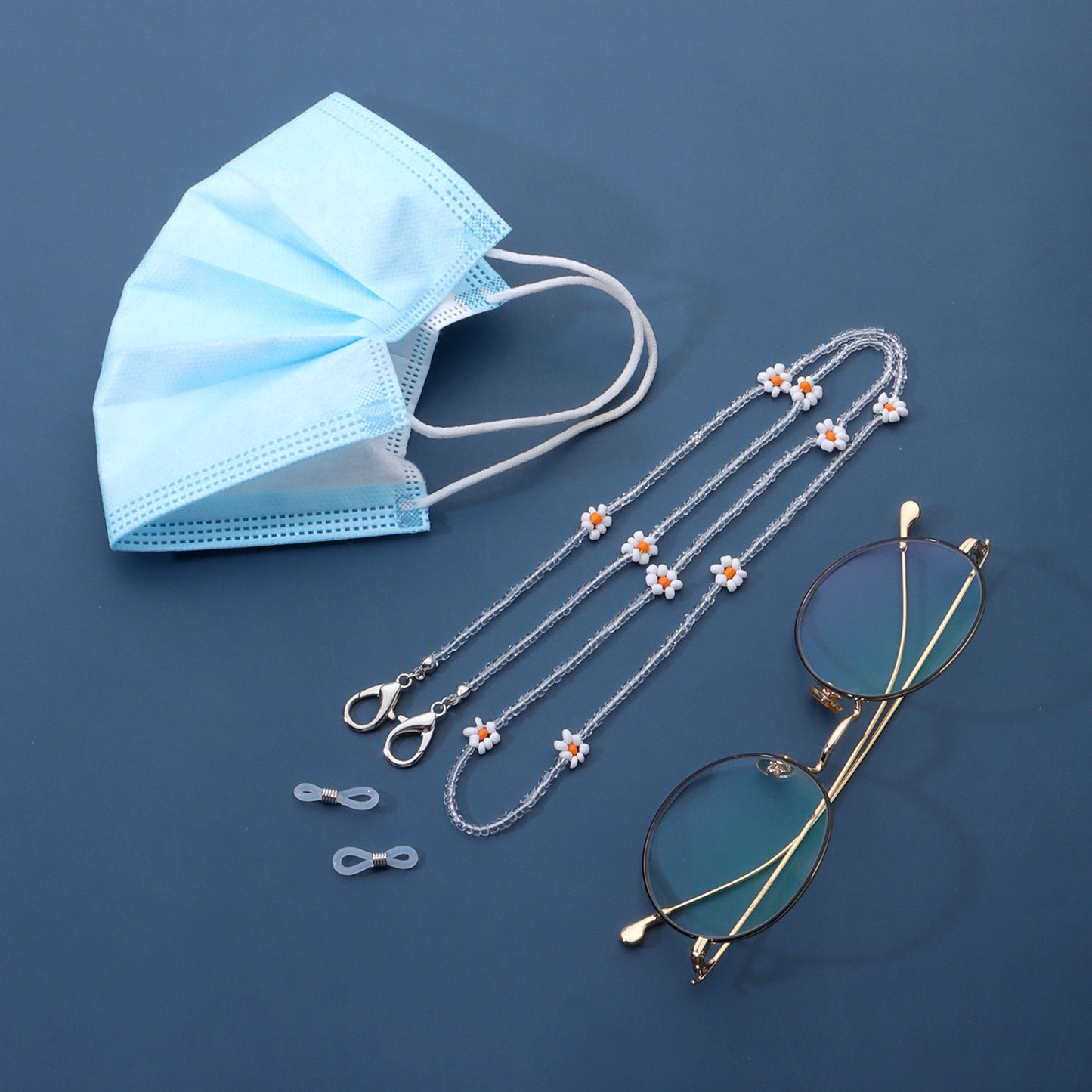 Floral Flower Glass Beads Eyewear Chain Mask Holder