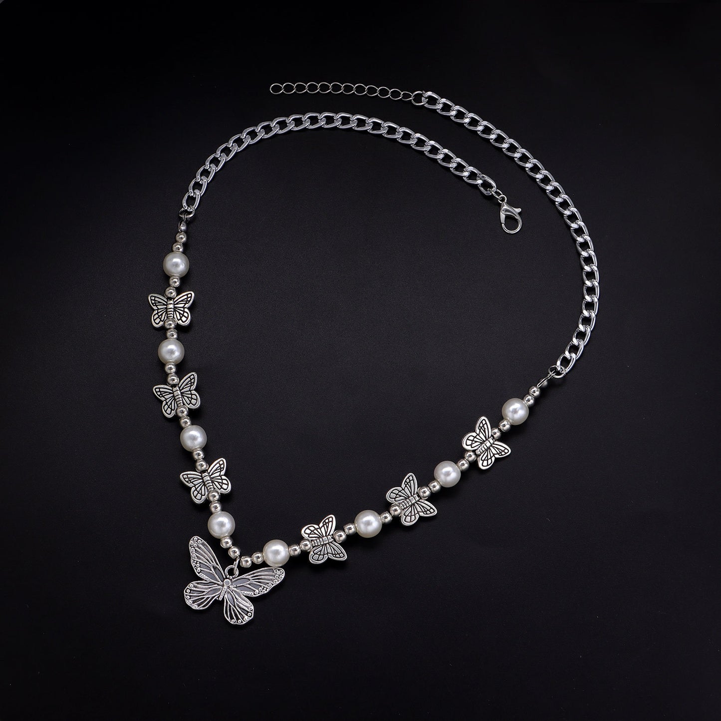 Trendy Butterfly Necklace Alloy Plated Cross Chain Unisex Fashion Jewelry