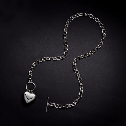Collana con pendente a cuore di lusso da donna, catena a corda placcata in lega, gioielli streetwear alla moda