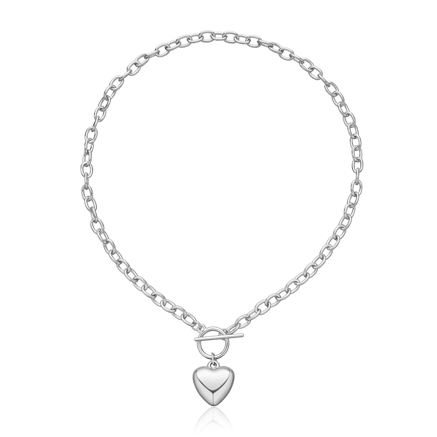 Luxury Heart Pendant Necklace for Women, Alloy Plated Rope Chain, Trendy Streetwear Jewelry