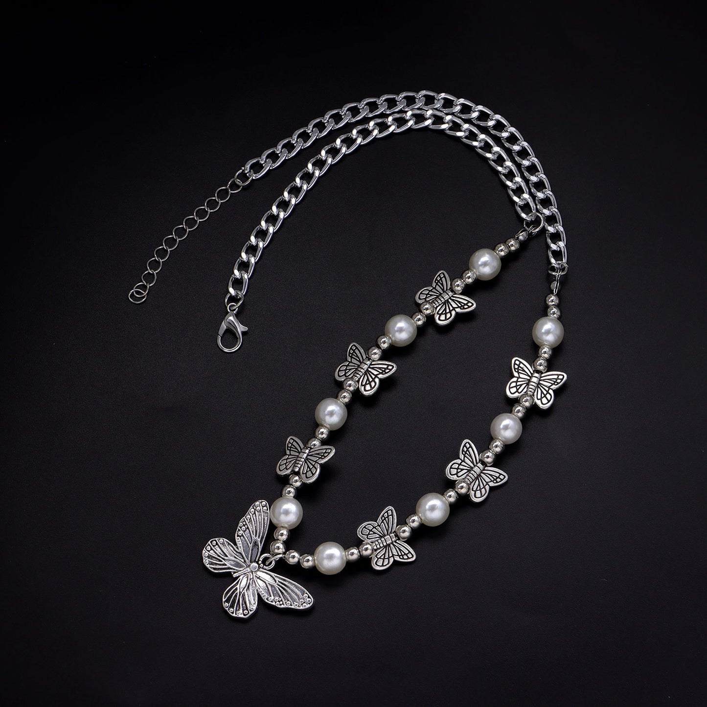 Trendy Butterfly Necklace Alloy Plated Cross Chain Unisex Fashion Jewelry