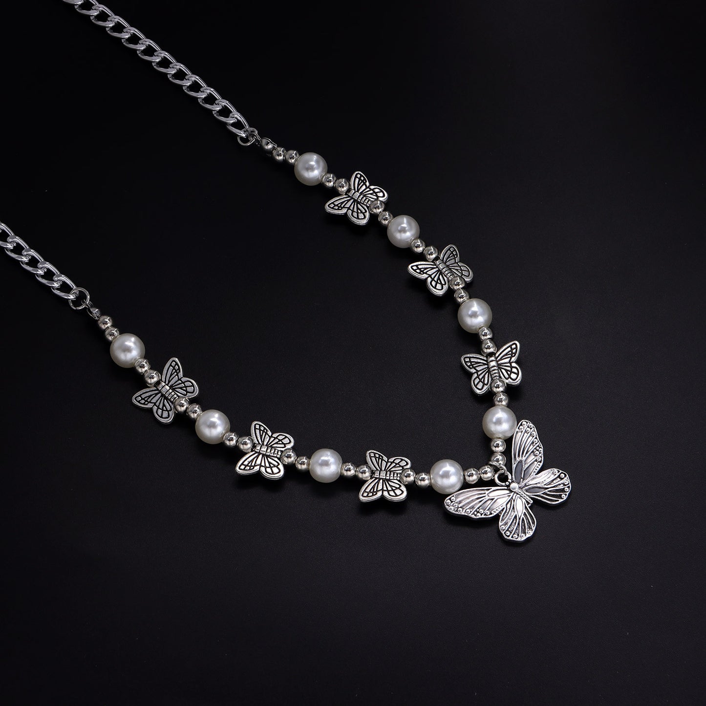 Trendy Butterfly Necklace Alloy Plated Cross Chain Unisex Fashion Jewelry