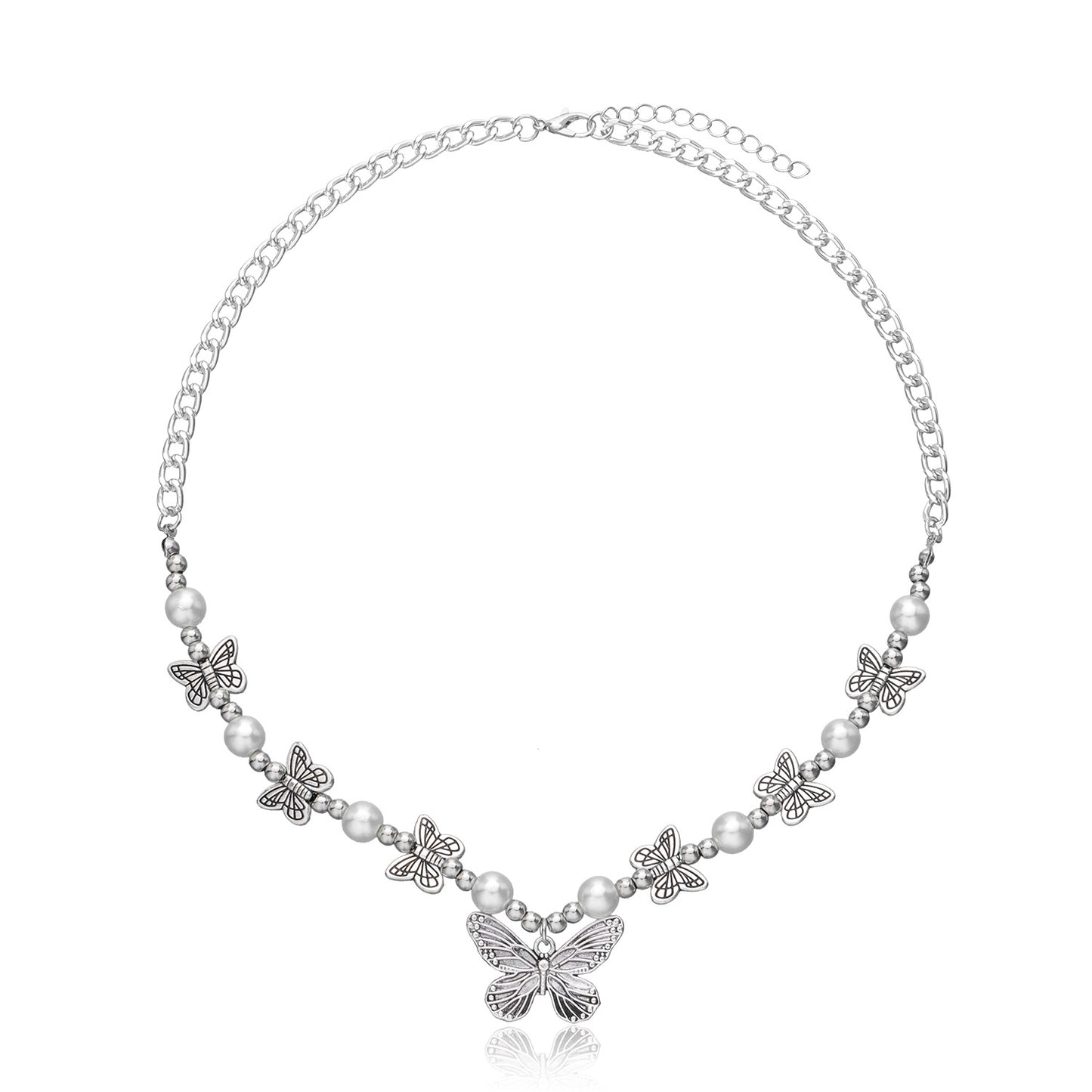 Trendy Butterfly Necklace Alloy Plated Cross Chain Unisex Fashion Jewelry