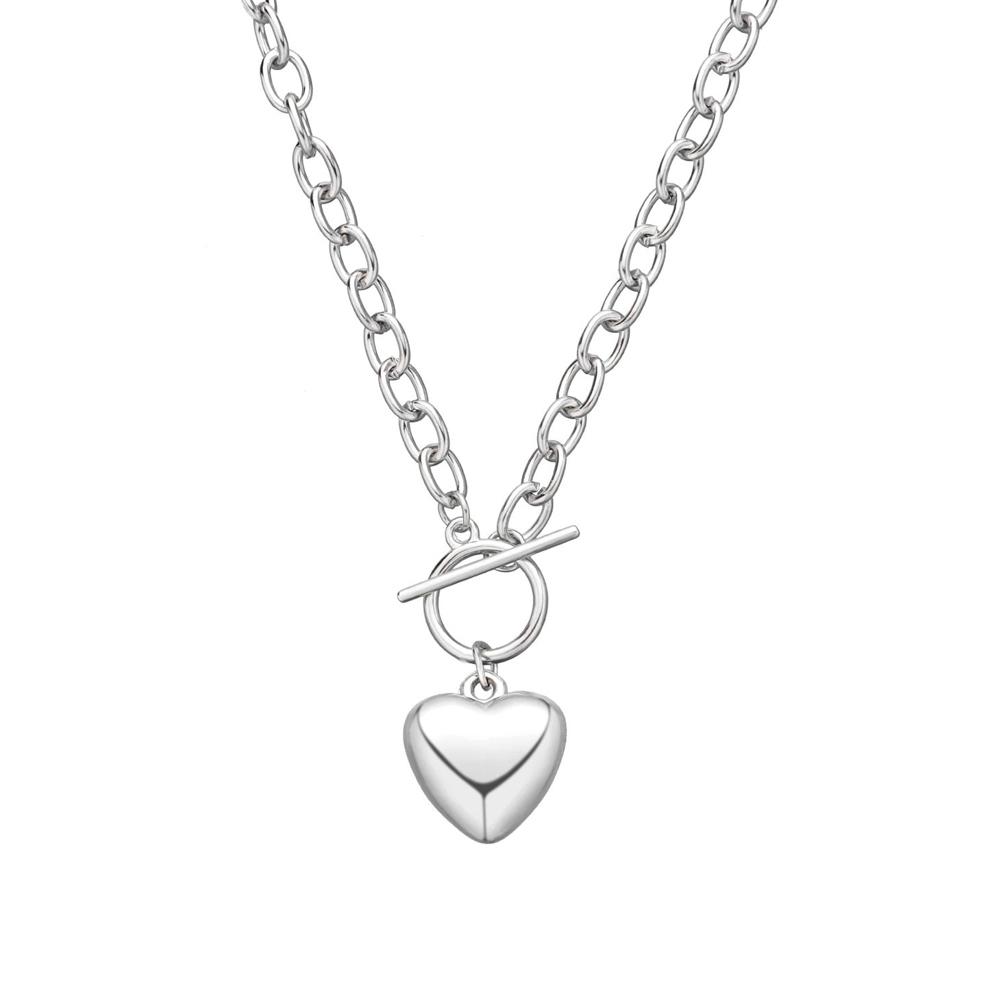 Luxury Heart Pendant Necklace for Women, Alloy Plated Rope Chain, Trendy Streetwear Jewelry