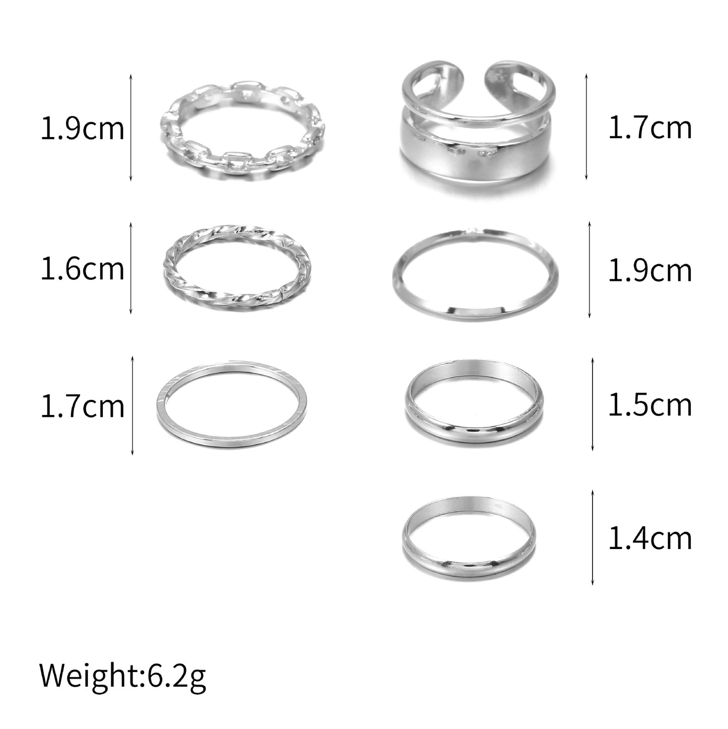 Minimalist Sweet Geometric Teardrop Alloy Plated Ring Set