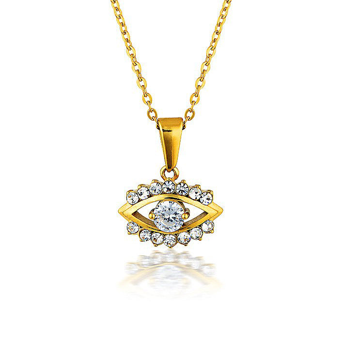 Collana da donna con ciondolo a occhio geometrico in argento sterling 925 placcato oro 18 carati minimalista