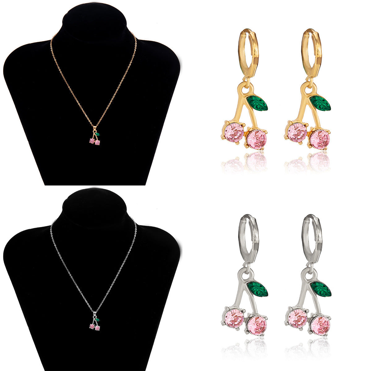 Minimalist Cherry Pendant Plated Iron Curb Chain Necklace for Women