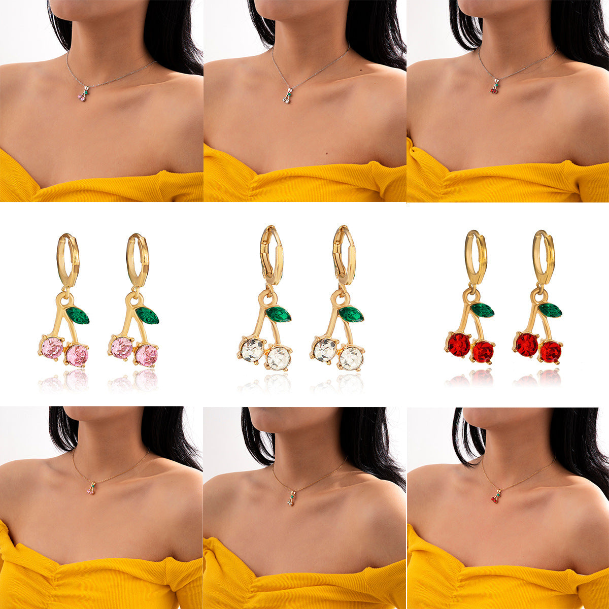 Minimalist Cherry Pendant Plated Iron Curb Chain Necklace for Women