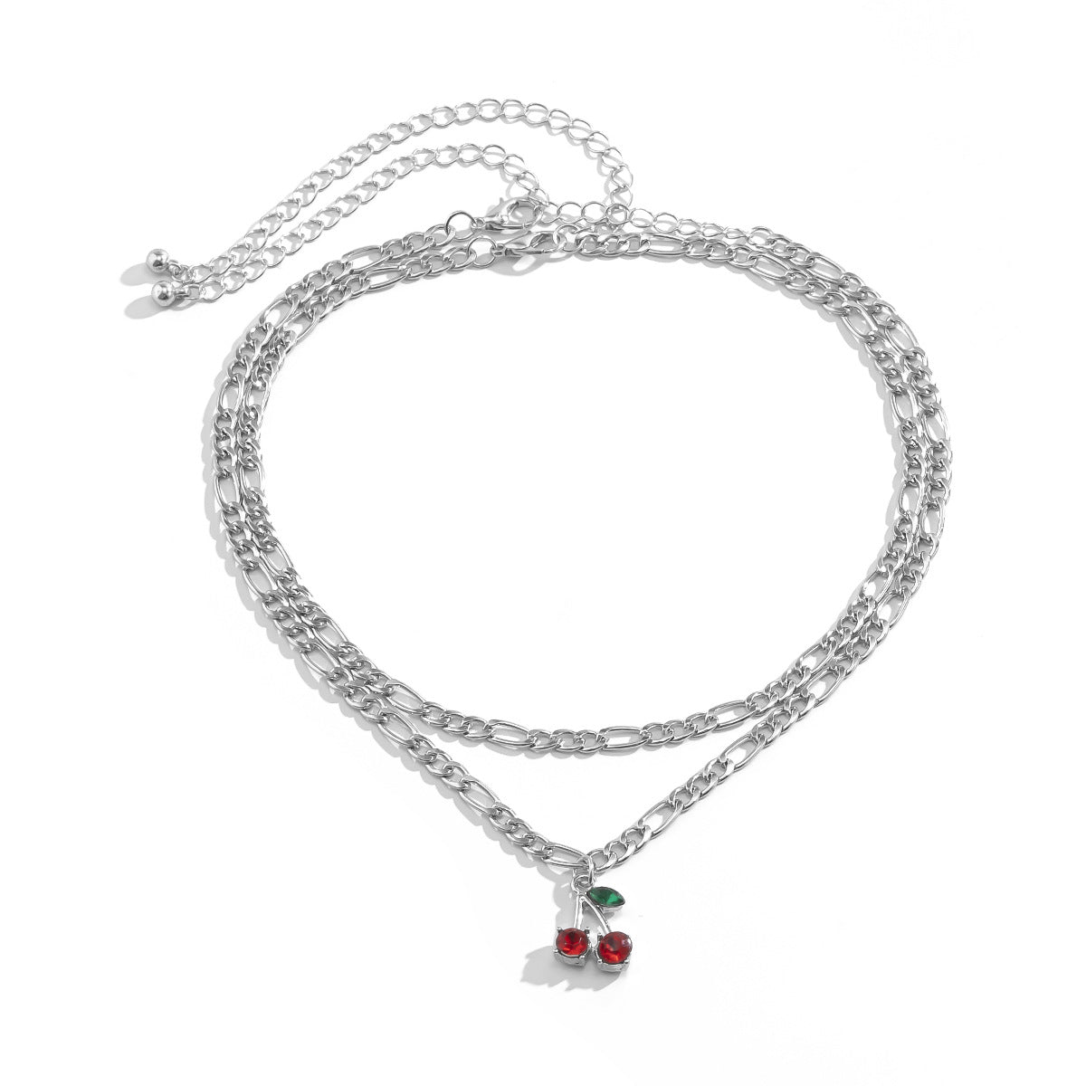 Collar con colgante minimalista geométrico de cereza para mujer con cadena de aleación galvanizada