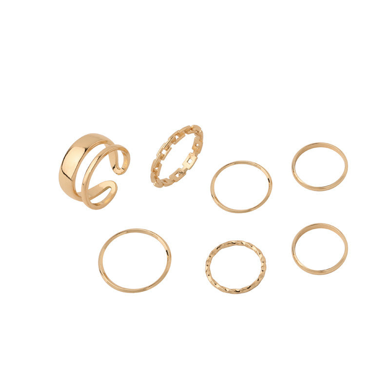 Minimalist Sweet Geometric Teardrop Alloy Plated Ring Set