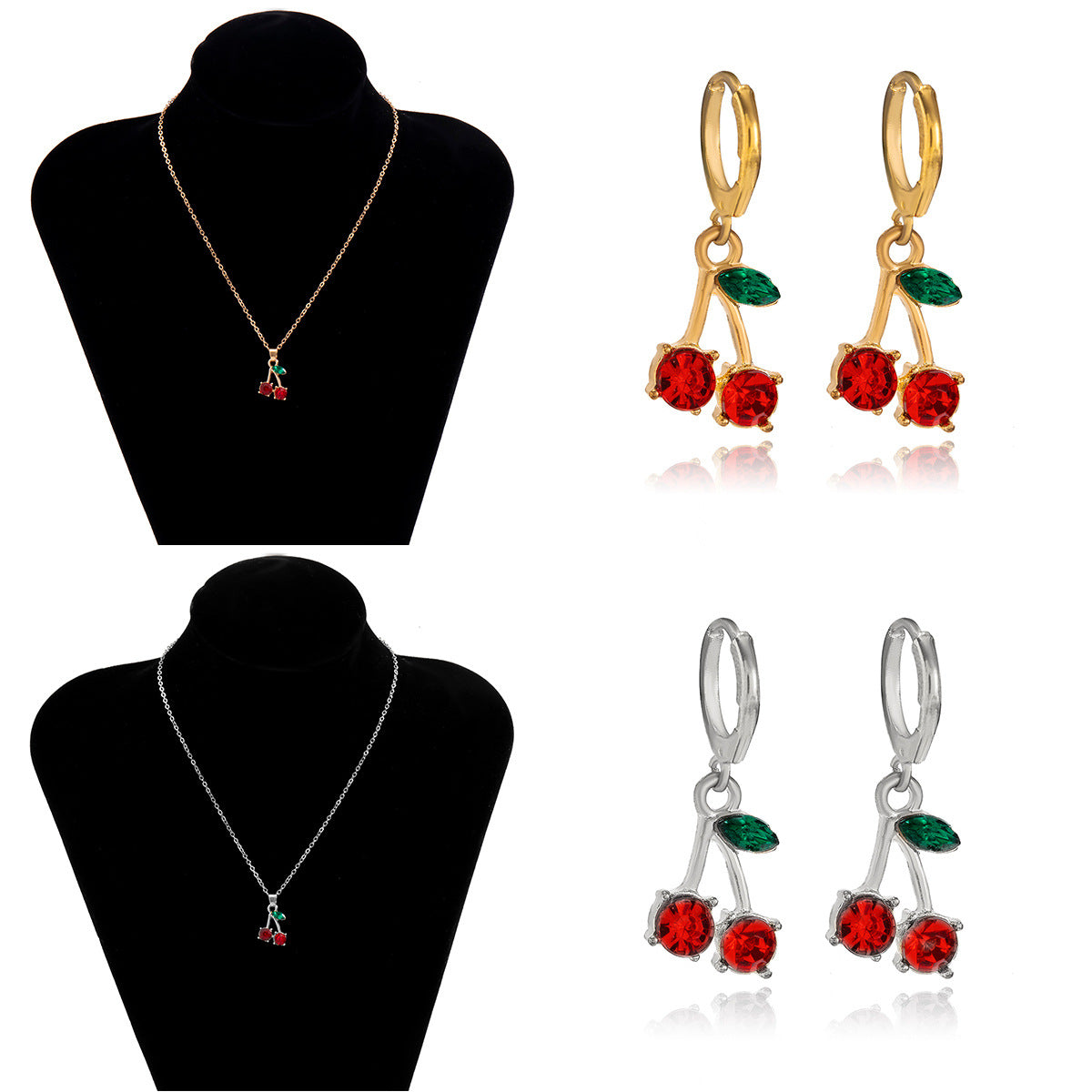 Minimalist Cherry Pendant Plated Iron Curb Chain Necklace for Women