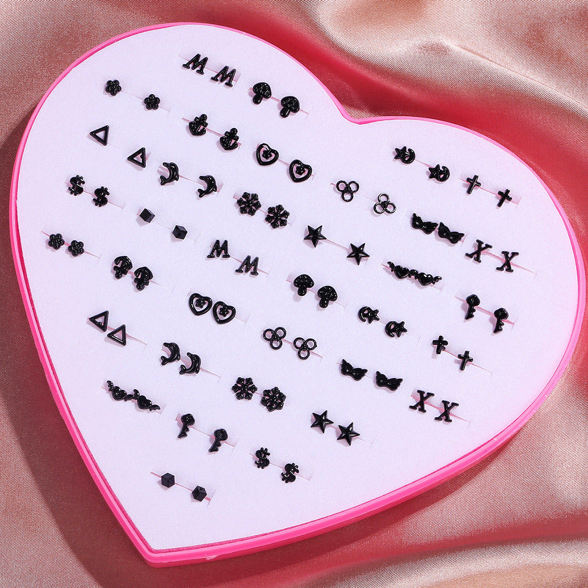 Sweet Cartoon Fruit and Geometric Heart Resin Stud Earrings Set with Stainless Steel Posts for Women