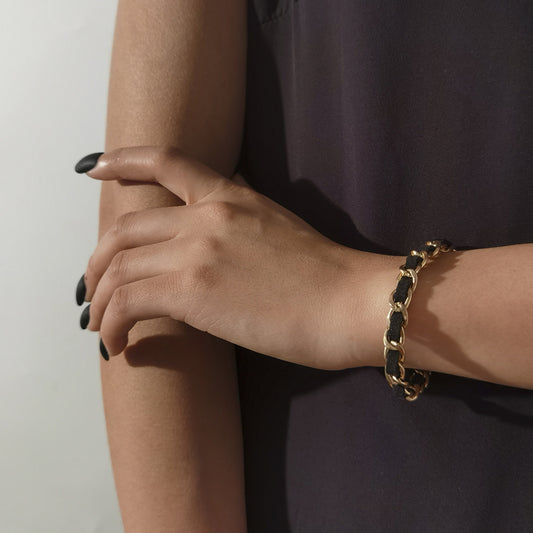 Pulsera de cadena de metal geométrica minimalista para mujer, joyería chapada de estilo vintage, diseño simple para regalo de recuerdo de viaje