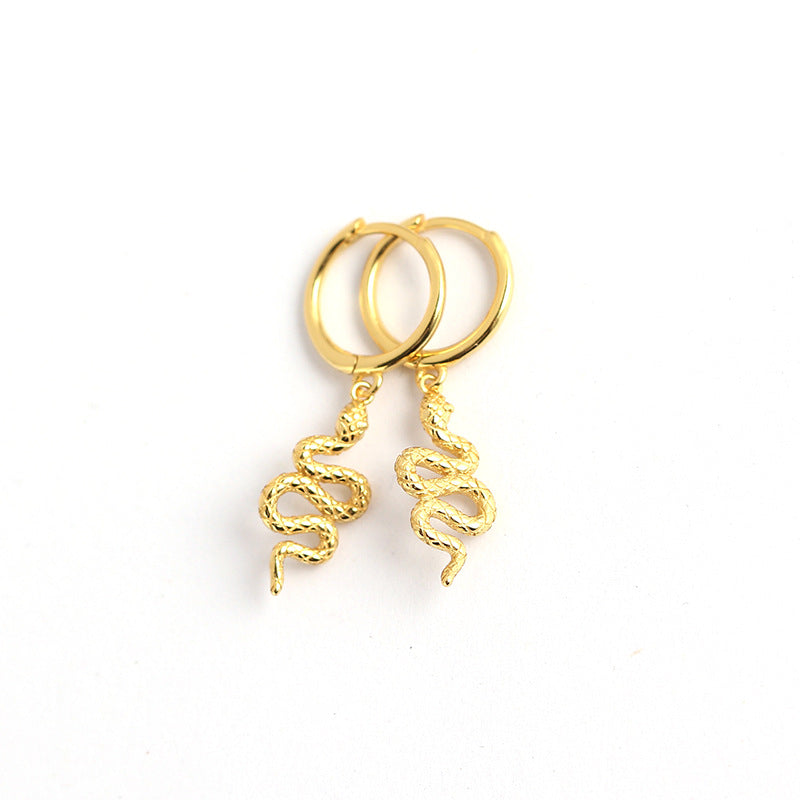 Orecchini da donna in argento sterling con frange a serpente, stile lussuoso e tagliente, placcati, in argento S925