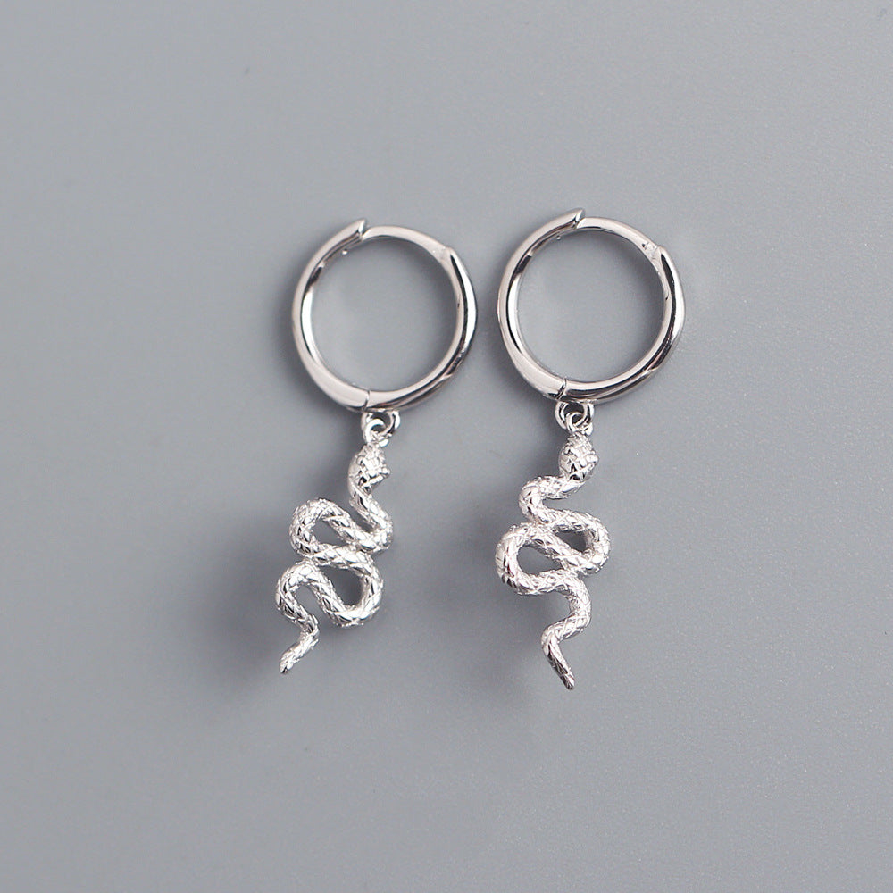 Orecchini da donna in argento sterling con frange a serpente, stile lussuoso e tagliente, placcati, in argento S925