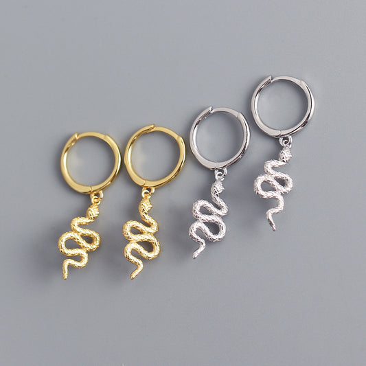 Pendientes de serpiente con flecos de plata esterlina para mujer, estilo vanguardista de lujo, chapados, plata S925