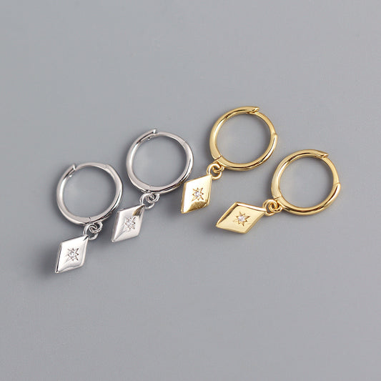 Elegantes Pendientes Cuadrados Geométricos de Plata de Ley 925 con Incrustaciones de Circonita Cúbica para Mujer