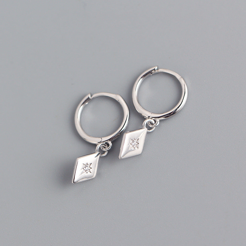 Elegant 925 Sterling Silver Geometric Square Cubic Zirconia Inlay Earrings for Women