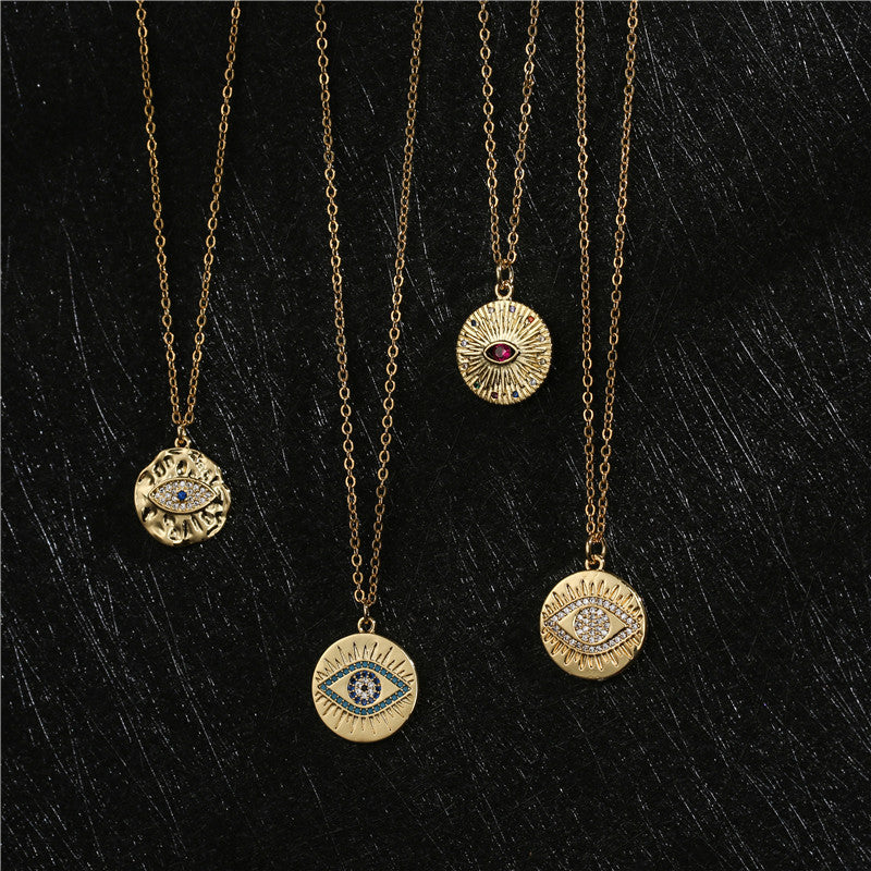 Geometric Pendant Necklace for Women with Rhinestone Inlay, Copper Plated Gold, O-Chain, Minimalist Fashion Casual Style