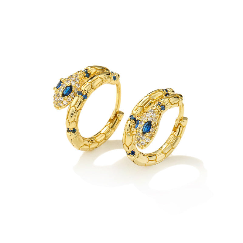 Micro-Inlaid Rhinestone Snake Chain Hoop Earrings for Women