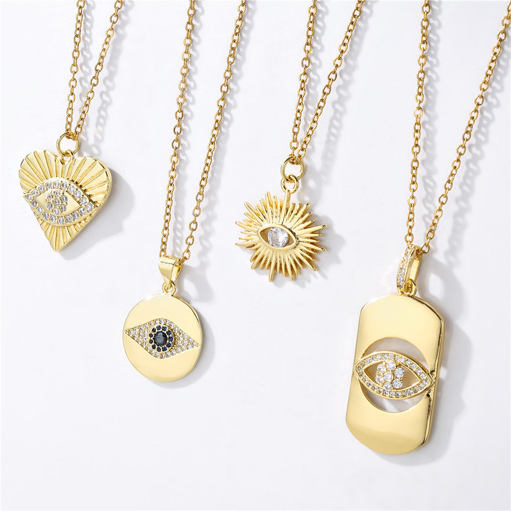 Heart Shape Brass Plated Pendant Necklace with Cable Chain for Women