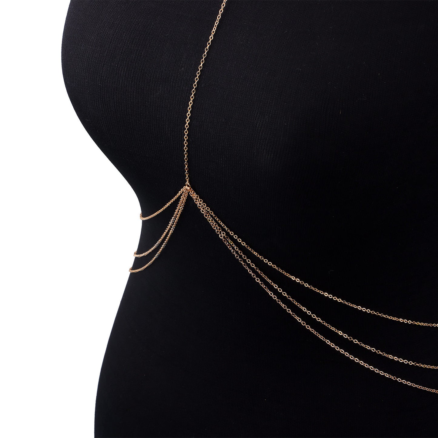 Women's Geometric Cross Chain Body Chain Three-Layer Adjustable Layered Necklace for Casual and Office Wear