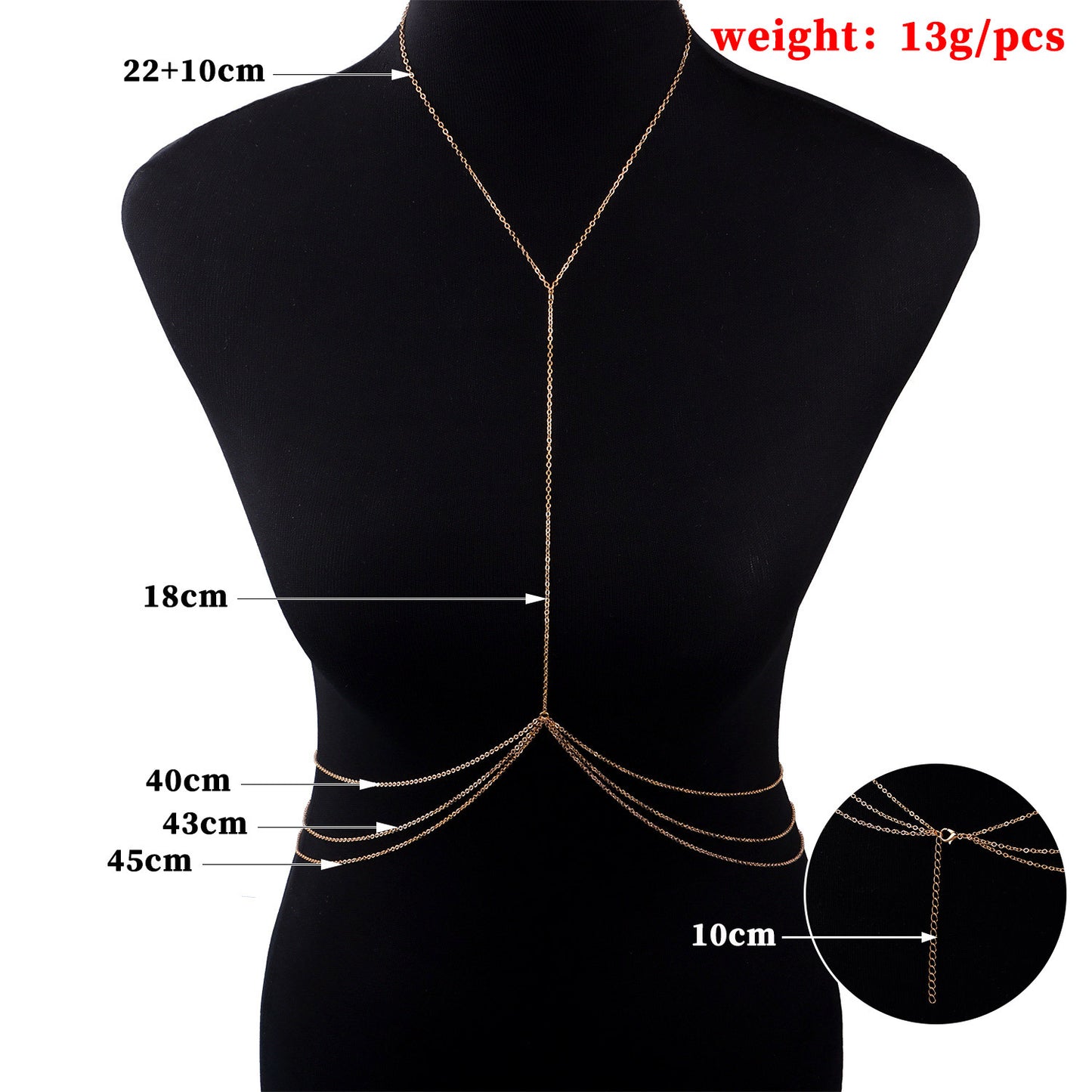 Women's Geometric Cross Chain Body Chain Three-Layer Adjustable Layered Necklace for Casual and Office Wear